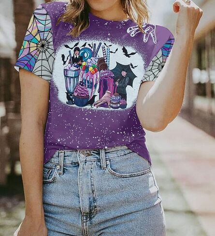 Beware of Hitch Hiking Ghost Shirt Women Funny Halloween Shirt Haunted Mansion Tshirt Hocus Pocus Fall Short Sleeve Top in Saudi Arabia