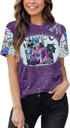 Beware of Hitch Hiking Ghost Shirt Women Funny Halloween Shirt Haunted Mansion Tshirt Hocus Pocus Fall Short Sleeve Top in Saudi Arabia