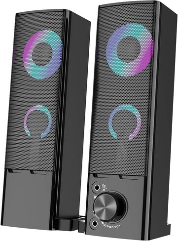 This detachable computer game bar speaker is suitable for desktop computer monitors. It is a 2.0 channel computer speaker with colorful lights, USB-powered, and features a 3.5mm input. in Saudi Arabia