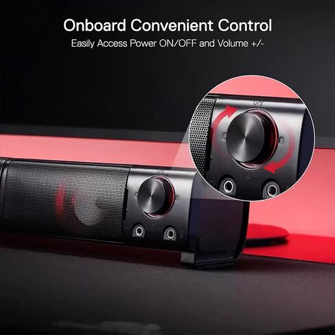 This detachable computer game bar speaker is suitable for desktop computer monitors. It is a 2.0 channel computer speaker with colorful lights, USB-powered, and features a 3.5mm input. in Saudi Arabia