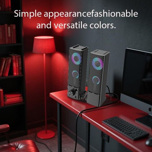 This detachable computer game bar speaker is suitable for desktop computer monitors. It is a 2.0 channel computer speaker with colorful lights, USB-powered, and features a 3.5mm input. in Saudi Arabia