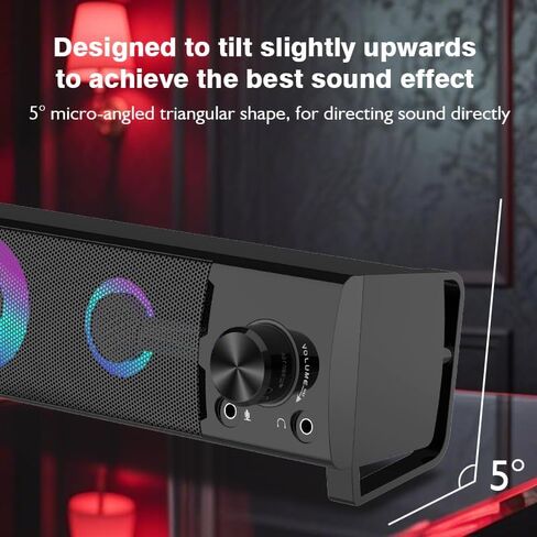 This detachable computer game bar speaker is suitable for desktop computer monitors. It is a 2.0 channel computer speaker with colorful lights, USB-powered, and features a 3.5mm input. in Saudi Arabia