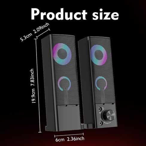 This detachable computer game bar speaker is suitable for desktop computer monitors. It is a 2.0 channel computer speaker with colorful lights, USB-powered, and features a 3.5mm input. in Saudi Arabia