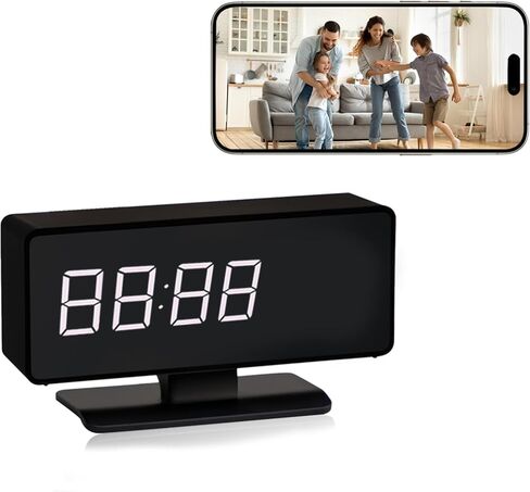 كاميرا Hidden Clock - الكاميرا اللاسلكية الكاملة HD 4K - WiFi Nanny Cam للمنزل الأمان الداخلي - WiFi & Bluetooth Connection الكشف عن حركة الرؤية الليلية الكاملة مع تطبيق التغذية الحية in Kuwait