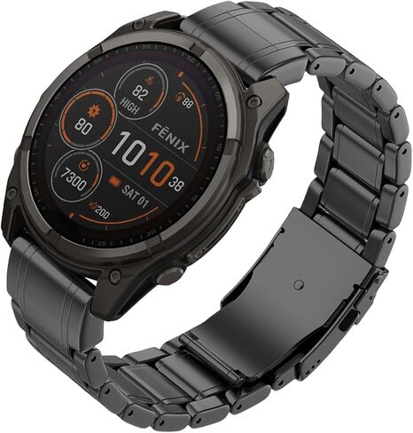 Luxury Titanium Fenix 8 51mm/7X/6X/5X Plus Band, 26mm Premium Metal Quickfit Bands Watch Strap with Swept Wing Clasp Compatible for Garmin Fenix 7X Pro/6X Pro/5X Plus/Enduro 3/Tactix 7 Bands in Kuwait