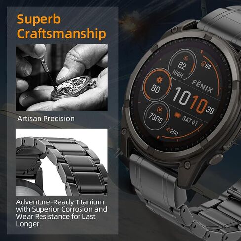 Luxury Titanium Fenix 8 51mm/7X/6X/5X Plus Band, 26mm Premium Metal Quickfit Bands Watch Strap with Swept Wing Clasp Compatible for Garmin Fenix 7X Pro/6X Pro/5X Plus/Enduro 3/Tactix 7 Bands in Kuwait