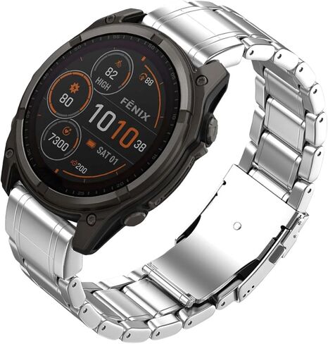 Luxury Titanium Fenix 8 51mm/7X/6X/5X Plus Band, 26mm Premium Metal Quickfit Bands Watch Strap with Swept Wing Clasp Compatible for Garmin Fenix 7X Pro/6X Pro/5X Plus/Enduro 3/Tactix 7 Bands in Kuwait