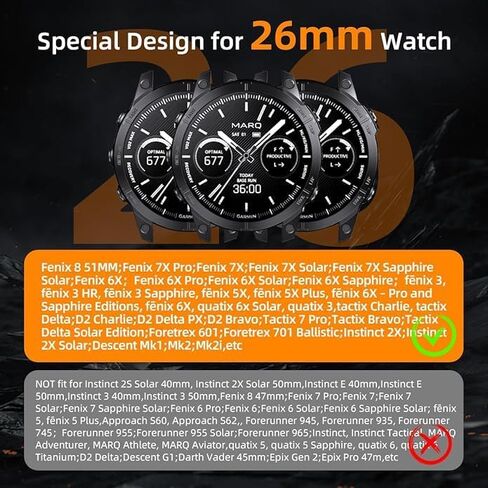 Luxury Titanium Fenix 8 51mm/7X/6X/5X Plus Band, 26mm Premium Metal Quickfit Bands Watch Strap with Swept Wing Clasp Compatible for Garmin Fenix 7X Pro/6X Pro/5X Plus/Enduro 3/Tactix 7 Bands in Kuwait