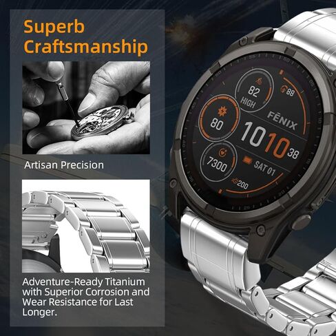 Luxury Titanium Fenix 8 51mm/7X/6X/5X Plus Band, 26mm Premium Metal Quickfit Bands Watch Strap with Swept Wing Clasp Compatible for Garmin Fenix 7X Pro/6X Pro/5X Plus/Enduro 3/Tactix 7 Bands in Kuwait