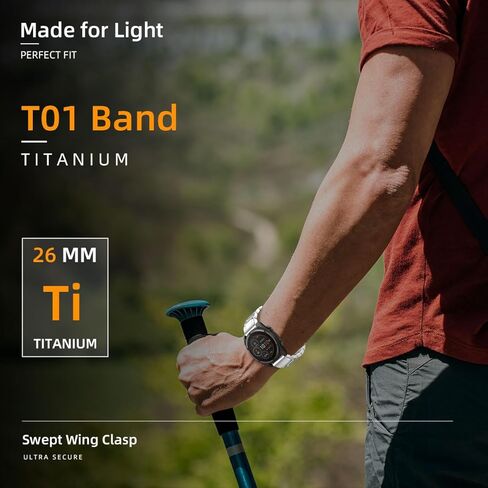 Luxury Titanium Fenix 8 51mm/7X/6X/5X Plus Band, 26mm Premium Metal Quickfit Bands Watch Strap with Swept Wing Clasp Compatible for Garmin Fenix 7X Pro/6X Pro/5X Plus/Enduro 3/Tactix 7 Bands in Kuwait