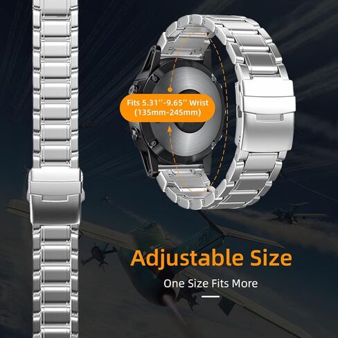 Luxury Titanium Fenix 8 51mm/7X/6X/5X Plus Band, 26mm Premium Metal Quickfit Bands Watch Strap with Swept Wing Clasp Compatible for Garmin Fenix 7X Pro/6X Pro/5X Plus/Enduro 3/Tactix 7 Bands in Kuwait