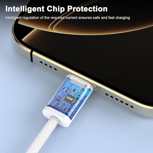 [MFi Certified] USB C to USB C Charging Cable Cord for iPhone 16/16 Plus/16 Pro/16 Pro Max/15/15 Plus/15 Pro/15 Pro Max/Galaxy/Pixel, 2 Pack 60W Woven iPhone 16 Charger Cord 6FT Long, White in Saudi Arabia