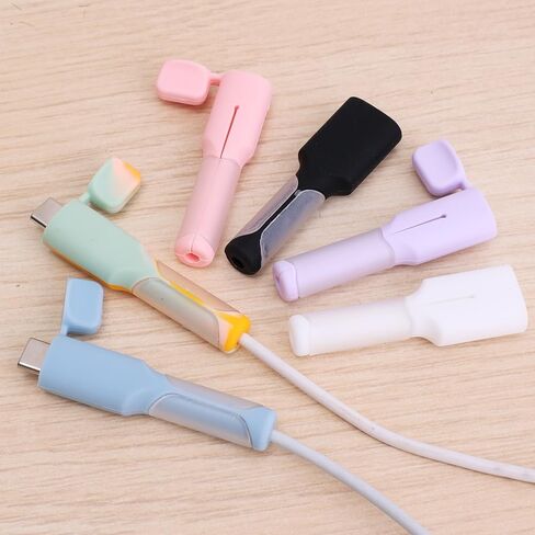A Set of 2 Pieces Silicone Cable Protector Dustproof Cover Type C Charger Cable Protective Cap Cord Saver for iPhone 15,Black,Dual C in Saudi Arabia