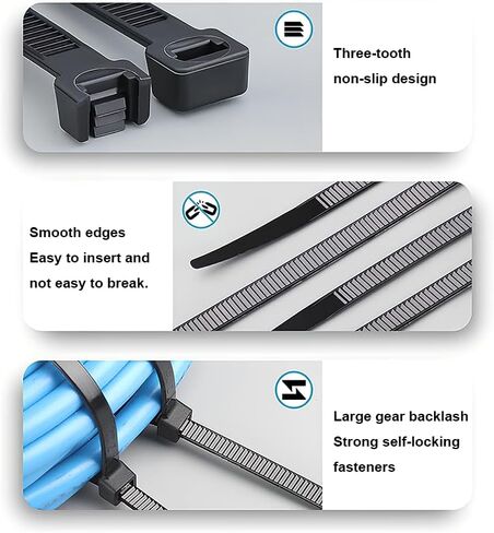 Zip Ties, Multi-Purpose Zip Ties 8 inch (100 Pack) Self-Locking Cable Management Cable Ties, Wire Ties for Home, Office, Garden, Indoor, Outdoor - White in Saudi Arabia
