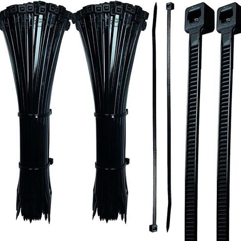 100pcs الكابل Zip Zip يربط الخدمة الثقيلة （8 بوصات） ، علاقات الكابلات الأسلاك البلاستيكية المتميزة ، ولفاء نايلون قفل لالتقاط الذاتية في الهواء الطلق -LACK in Kuwait
