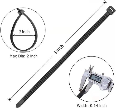 Zip Ties, Multi-Purpose Zip Ties 8 inch (100 Pack) Self-Locking Cable Management Cable Ties, Wire Ties for Home, Office, Garden, Indoor, Outdoor - White in Saudi Arabia