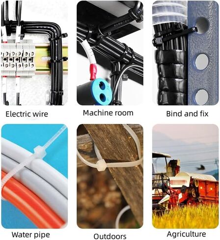 100pcs الكابل Zip Zip يربط الخدمة الثقيلة （8 بوصات） ، علاقات الكابلات الأسلاك البلاستيكية المتميزة ، ولفاء نايلون قفل لالتقاط الذاتية في الهواء الطلق -LACK in Kuwait