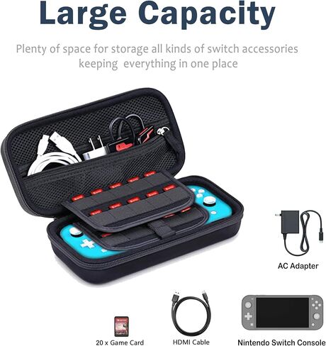 Custom Switch Carrying Case Compatible with Nintendo Switch Lite, with 20 Games Cartridges Name Protective Hard Shell Travel Carrying Pouch for Console Accessories ANC1 in Saudi Arabia
