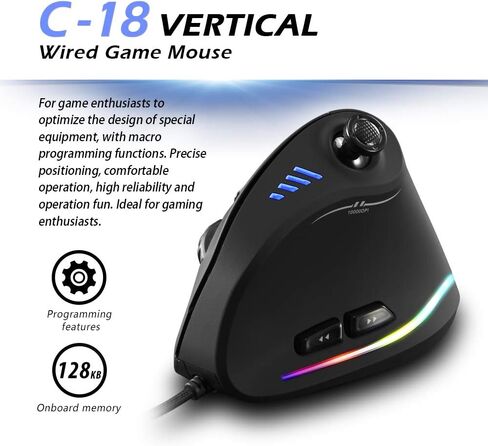 Generic Zelotes C-18 Ve Cal Wired Gaming Mouse 11 Programmable Buttons Adjustable 10000DPI Engine RGB Light Belt 128KB On-Board Memory in Saudi Arabia