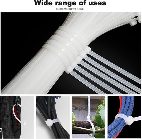 100pcs Black Nylon Cable Ties Assorted Sizes - Weatherproof Zip Ties for Electrical Wiring, Office Cables, Garage Storage Solutions in Saudi Arabia