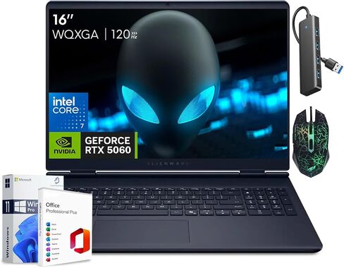 Dell Alienware 16 Aurora AC16250, 16" WQXGA 120Hz Gaming Laptops Computer, NVIDIA GeForce RTX 5060/Intel Core 7-240H/64GB DDR5 RAM/2TB SSD/Wi-Fi 7/Backlit KB/Lifetime MS/Win 11 Pro w/Copilot in Saudi Arabia