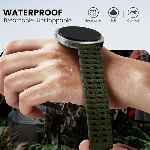 Silicone Band for Samsung Galaxy Watch 8 Classic 46mm/Galaxy Watch 8 44mm 40mm, No Gap Soft Breathable Marine Replacement Sport Strap for Galaxy 8 Watch Bands Men Women in Kuwait