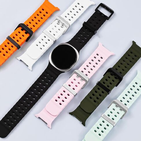 Silicone Band for Samsung Galaxy Watch 8 Classic 46mm/Galaxy Watch 8 44mm 40mm, No Gap Soft Breathable Marine Replacement Sport Strap for Galaxy 8 Watch Bands Men Women in Kuwait