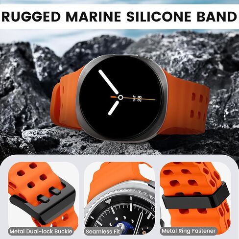 فرقة السيليكون لـ Samsung Galaxy Watch 8 Classic 46mm/Galaxy Watch 8 44mm 40mm ، لا يوجد Gap Soft Breatable Presplike Prescons Sport Strap لـ Galaxy 8 Watch Bands Men Women in Kuwait