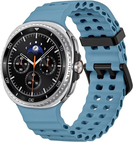 Silicone Band for Samsung Galaxy Watch 8 Classic 46mm/Galaxy Watch 8 44mm 40mm, No Gap Soft Breathable Marine Replacement Sport Strap for Galaxy 8 Watch Bands Men Women in Kuwait