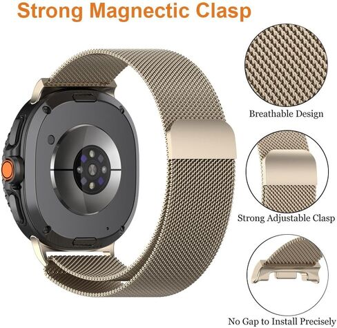 Mesh Band Compatible for Samsung Galaxy Watch 9/8 40mm 44mm/8 Classic 46mm, Stainless Steel Mesh Loop Adjustable Strap Wristband for Galaxy Watch 9/8 40mm 44mm/Watch 8 Classic 46mm Women Men in Saudi Arabia