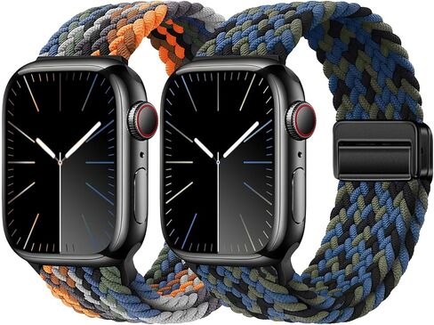 2 حزمة العصابات المغناطيسية متوافقة مع Apple Watch Band 49mm 46mm 45mm 44mm 42mm 41mm 41mm 40mm 38mm للنساء الرجال ، معصم رياضة نايلون ملتوية من النايلون لسلسلة Iwatch Series 10 9 8 7 6 SE 5 4 3 Ultra 2 1 in Kuwait