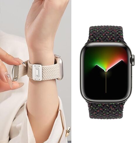 2 حزمة العصابات المغناطيسية متوافقة مع Apple Watch Band 49mm 46mm 45mm 44mm 42mm 41mm 41mm 40mm 38mm للنساء الرجال ، معصم رياضة نايلون ملتوية من النايلون لسلسلة Iwatch Series 10 9 8 7 6 SE 5 4 3 Ultra 2 1 in Kuwait