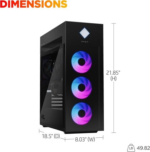 HP Omen 45L Gaming Desktop ، Intel Core Ultra 7 265K ، 16 GB RAM ، 1 TB SSD ، NVIDIA GEFORCE RTX 5070 ، Windows 11 Pro ، Microsoft CoPilot ، Herged Glass ، GT22-3050 (2025) in Saudi Arabia