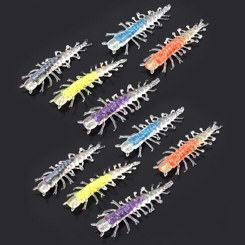 10pcs Hellgrammite Soft Plastic Fishing Lures Worm Earthworm, Realistic Fishing Lure Bait Artificial for Trout Bass in Saudi Arabia