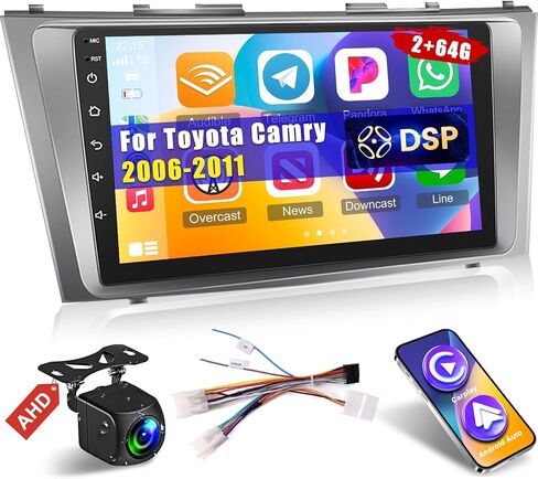 NHOPEEW Upgrade Android Radio for Toyota Camry 2006-2011 - [2+64G] 9 inch HD Touchscreen DSP Audio - Wireless Carplay and Android Auto, WiFi, GPS, Mirror Link, FM/RDS Radio + AHD Backup Camera in Saudi Arabia