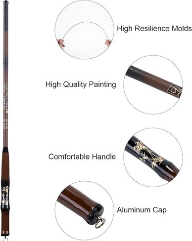 Goture Telescopic Pocket Mini Fishing Pole ، مقبض صغير محمول ، عمود صيد ، قاطرة صيد عالية ، قضبان صيد في النهر ، 5.5 6 7 8 10 11 12 14ft ، 19 نغمة بنية داكنة بنية داكنة in Kuwait