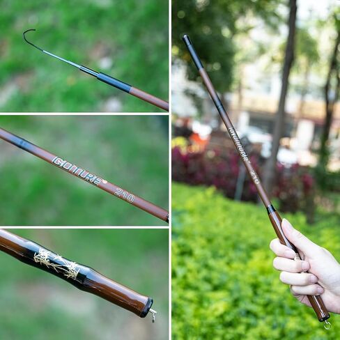 Goture Telescopic Pocket Mini Fishing Pole ، مقبض صغير محمول ، عمود صيد ، قاطرة صيد عالية ، قضبان صيد في النهر ، 5.5 6 7 8 10 11 12 14ft ، 19 نغمة بنية داكنة بنية داكنة in Kuwait