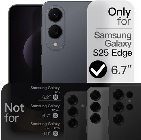 Jetech Slim Case لـ Samsung Galaxy S25 Edge مع حماية كاملة من عدسة الكاميرا ، وغطاء هاتف واقعي خفيف الوزن للغاية (أسود) in Kuwait