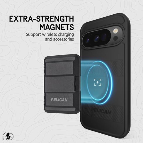 Pelican Protector Google Pixel 10 Pro/Pixel 10 Case ، حالة الهاتف المغناطيسي الوعرة مع حماية 6 قدمًا من الدرجة العسكرية - غطاء الهاتف الثقيل مع المغناطيس - الأسود in Kuwait
