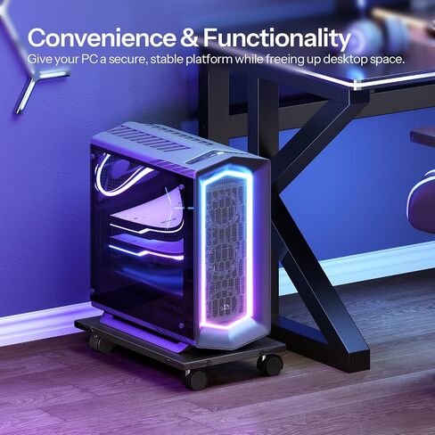 HOOBRO Mobile PC Stand, Ventilated Computer Tower Stand, PC Tower Holder with 4 Caster Wheels, CPU Holder Under Desk Fits Most Computer Host, for Office, Gamers (White) in Saudi Arabia
