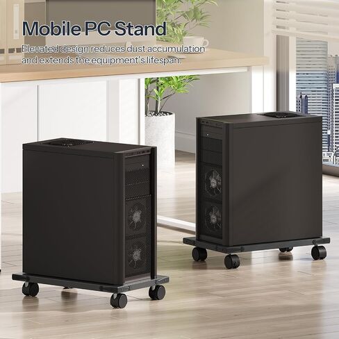 HOOBRO Mobile PC Stand, Ventilated Computer Tower Stand, PC Tower Holder with 4 Caster Wheels, CPU Holder Under Desk Fits Most Computer Host, for Office, Gamers (White) in Saudi Arabia