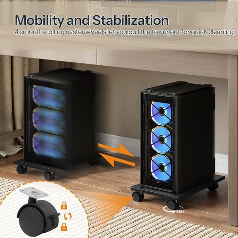 HOOBRO Mobile PC Stand, Ventilated Computer Tower Stand, PC Tower Holder with 4 Caster Wheels, CPU Holder Under Desk Fits Most Computer Host, for Office, Gamers (White) in Saudi Arabia