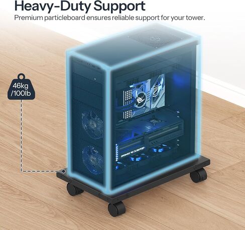 HOOBRO Mobile PC Stand, Ventilated Computer Tower Stand, PC Tower Holder with 4 Caster Wheels, CPU Holder Under Desk Fits Most Computer Host, for Office, Gamers (White) in Saudi Arabia