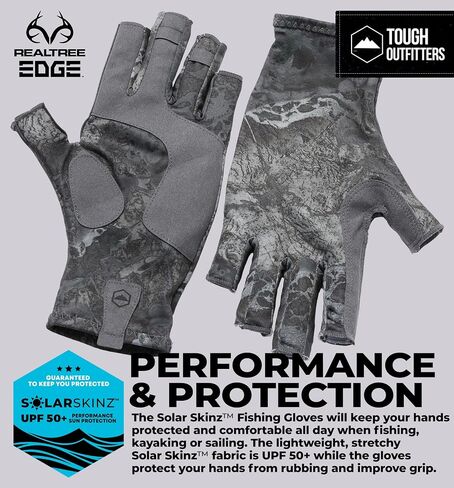 Tough Outdoors Fingerless Fishing Gloves - UPF 50+ UV Gloves - Reinforced Grip for Kayaking & Rowing - Fishing Accessories in Kuwait