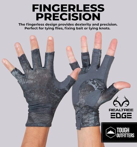 Tough Outdoors Fingerless Fishing Gloves - UPF 50+ UV Gloves - Reinforced Grip for Kayaking & Rowing - Fishing Accessories in Kuwait