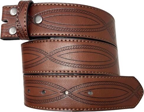 BC Belts Leather Belt Strap with Fancy Saddle Stitch Embossed Pattern 1.5" Wide with Snaps in Saudi Arabia