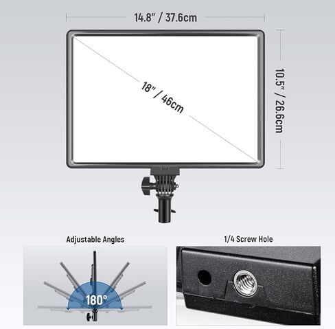 NEEWER PL60C RGB LED Panel Video Light APP/2.4G/DMX Control, 60W 23000Lux/0.5m 2500K-10000K RGBCW Pro Photography Studio Lighting /18 Scenes/V Battery Powered for Outdoor Filming Recording Streaming in Saudi Arabia