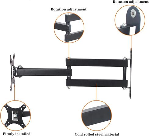 Monitor Arm Gas Monitor Stand Hanger Wall-Mounted Monitor and TV Mounting Bracket, Tilt and Rotation, Monitor Arm Desk Mount Fits 12 to 24 Inch Sns Monitor Desk Mount,Black in Saudi Arabia