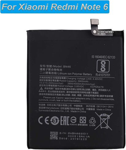 بديل البطارية BN46 متوافق مع Xiaomi Note 8 Note 8T مع الأدوات in Saudi Arabia