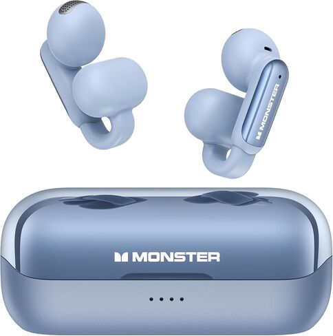 Monster Open AC601 Wireless Earbuds, Comfort Clip-On Bluetooth Earphones, Bluetooth 5.4 Earbuds with Environmental Noise Cancellation, IPX5 Waterproof & Touch Control Wireless Headphones(Blue) in Saudi Arabia